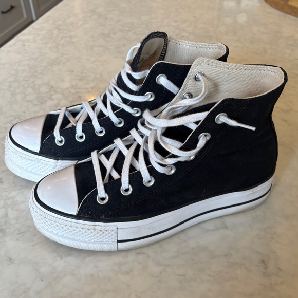 Converse Shoes - Converse Black and White Platform Sneakers